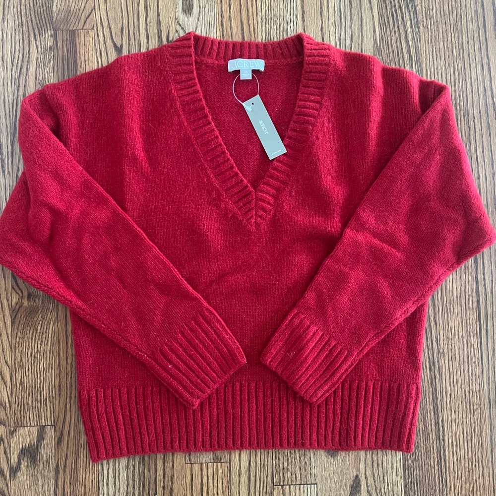 J Crew Relaxed V-neck pullover sweater Red XS